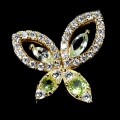 Wisiorek delikatny srebrny naturalne oliwiny akwamaryny motyl 925