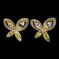 Srebrne delikatne eleganckie kolczyki akwamaryny oliwiny naturalne motyl 3