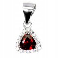 Delikatny 925 minimalistyczny wisiorek srebrny naturalny granat cyrkonie