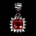 Delikatny 925 minimalistyczny wisiorek srebrny naturalny rubin cyrkonie