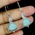 925 Eleganckie srebrne wiszące kolczyki naturalne chalcedony 3