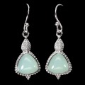 925 Eleganckie srebrne wiszące kolczyki naturalne chalcedony 3