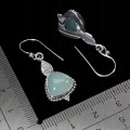 925 Eleganckie srebrne wiszące kolczyki naturalne chalcedony 3
