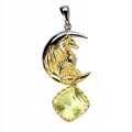 Zjawiskowy srebrny wisiorek naturalny 13 ct lemon kwarc 925 smok wywerna