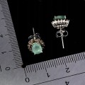 Delikatne srebrne kolczyki naturalne diamenty szmaragdy 925 3