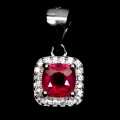 Delikatny 925 elegancki wisiorek srebrny naturalny rubin cyrkonie