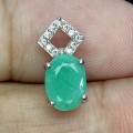 Delikatny elegancki wisiorek srebrny naturalny beryl cyrkonie 925