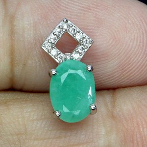 Delikatny elegancki wisiorek srebrny naturalny beryl cyrkonie 925