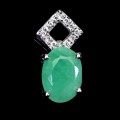 Delikatny elegancki wisiorek srebrny naturalny beryl cyrkonie 925