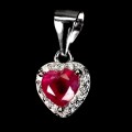 Delikatny elegancki wisiorek srebrny naturalny rubin cyrkonie serce 925