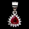 925 Delikatny elegancki wisiorek srebrny naturalny rubin cyrkonie