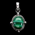 925 Srebrny delikatny wisiorek elegancki naturalny malachit