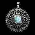 925 Srebrny piękny wisiorek elegancki naturalny larimar