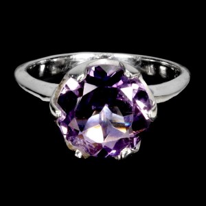925 Pierścionek srebrny elegancki delikatny ametyst naturalny r 18