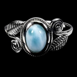925 Pierścionek delikatny elegancki srebrny naturalny larimar r 14