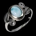925 Pierścionek delikatny elegancki srebrny naturalny larimar r 14