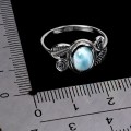 925 Pierścionek delikatny elegancki srebrny naturalny larimar r 14