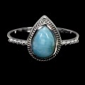 Pierścionek 925 delikatny elegancki srebrny naturalny larimar r 14