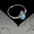 Pierścionek 925 delikatny elegancki srebrny naturalny larimar r 14