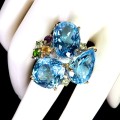 925 Zjawiskowy pierścionek srebrny naturalne topazy swiss blue 49 ct r 16.5
