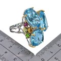 925 Zjawiskowy pierścionek srebrny naturalne topazy swiss blue 49 ct r 16.5