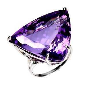 Zjawiskowy elegancki pierścionek naturalny ogromny 38 ct ametyst r 15.5 925