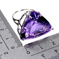 Zjawiskowy elegancki pierścionek naturalny ogromny 38 ct ametyst r 15.5 925
