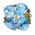 925 Zjawiskowy pierścionek srebrny naturalne topazy swiss blue 44 ct r 18