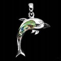 925 Srebrny piękny wisiorek naturalna masa perłowa delfin