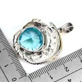 Zjawiskowy srebrny wisiorek naturalny 13 ct topaz swiss 925 smok wywerna