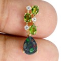Delikatny elegancki wisiorek srebro naturalny opal czarny diopsydy cyrkonie