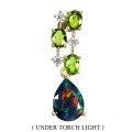 Delikatny elegancki wisiorek srebro naturalny opal czarny diopsydy cyrkonie