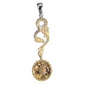 Srebrny zjawiskowy wisiorek naturalny 13 ct cytryn smok 925