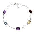 Delikatna elegancka bransoletka naturalne ametysty granat cytryn topaz 925