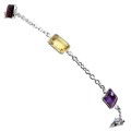 Delikatna elegancka bransoletka naturalne ametysty granat cytryn topaz 925