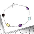 Delikatna elegancka bransoletka naturalne ametysty granat cytryn topaz 925