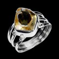 925 Pierścionek srebrny elegancki naturalny cytryn r 14