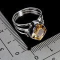 925 Pierścionek srebrny elegancki naturalny cytryn r 14