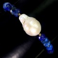 Elegancka zjawiskowa bransoletka srebrna 925 naturalna perła lapis lazuli