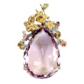 Wisiorek zjawiskowy srebrny 925 naturalny 55.6 ct ametryn szafiry granaty