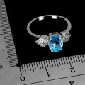 925 Delikatny srebrny pierścionek swiss blue topaz cyrkonie r 11.5