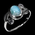 925 Pierścionek delikatny elegancki srebrny naturalny larimar r 17