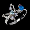 925 Pierścionek delikatny naturalne tanzanity topaz opal granat motyl r 17