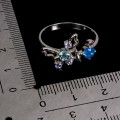 925 Pierścionek delikatny naturalne tanzanity topaz opal granat motyl r 17