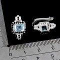 Eleganckie srebrne kolczyki naturalne topazy sky blue czarne spinele 3
