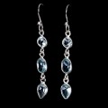 3 Srebrne wiszące delikatne eleganckie kolczyki naturalne topazy sky blue