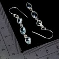 3 Srebrne wiszące delikatne eleganckie kolczyki naturalne topazy sky blue