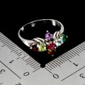 Srebrny 925 pierścionek naturalny rubin ametyst cytryn granat oliwin r 9.5
