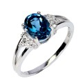 Srebrny elegancki delikatny pierścionek topaz london blue cyrkonie r 12