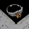 Pierścionek srebrny 925 elegancki naturalne tanzanity cytryn r 14